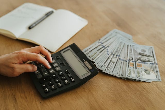 Typing fees on calculator